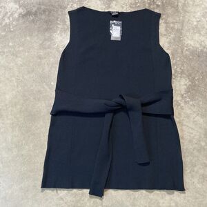 City Chic Womens 18 Black Top Knit Tie Waist Sleeveless‎ Knit Tunic Minimalist